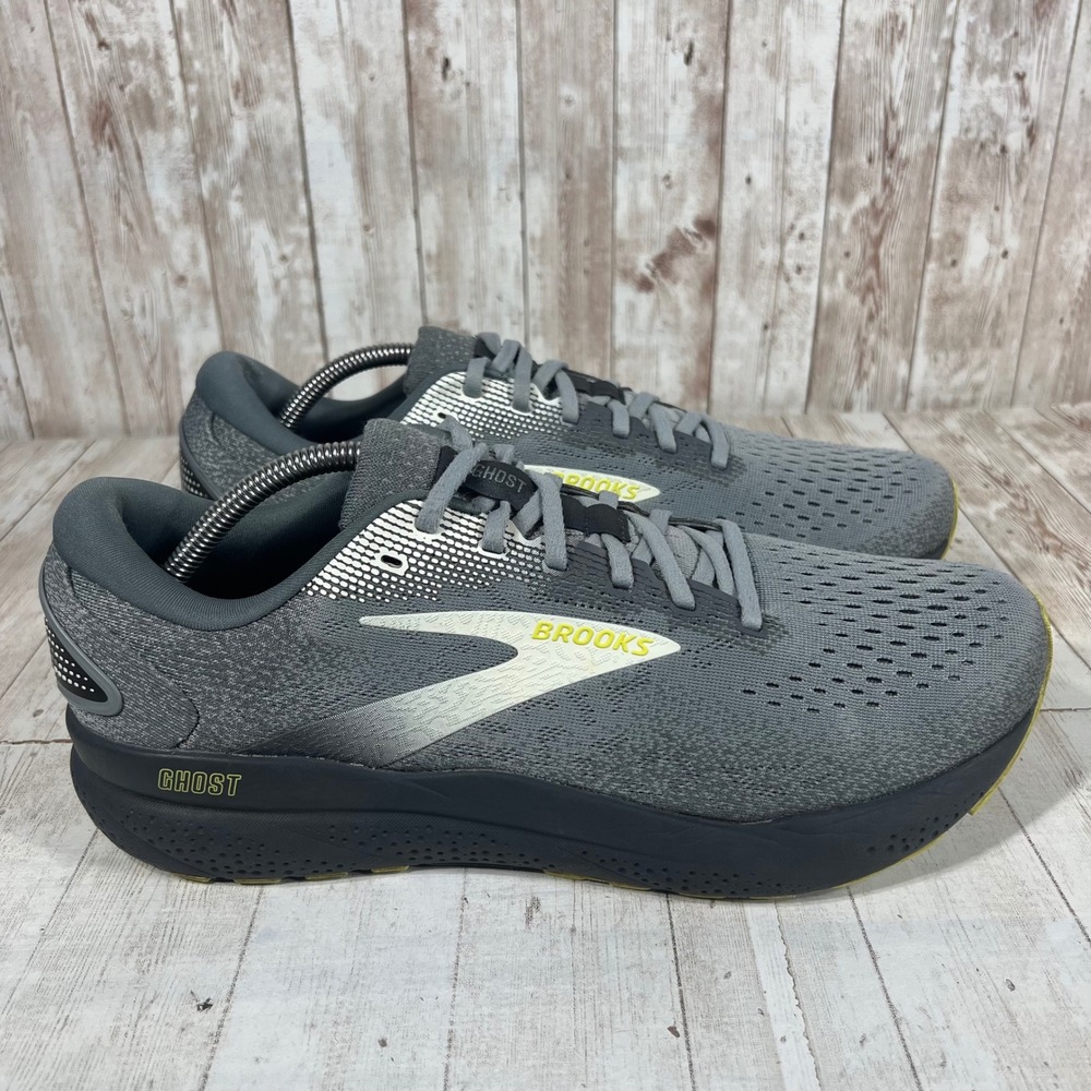 Brooks Ghost 16 Mens Running Shoes Grey Yellow 1104181D040 Size 11.5 D